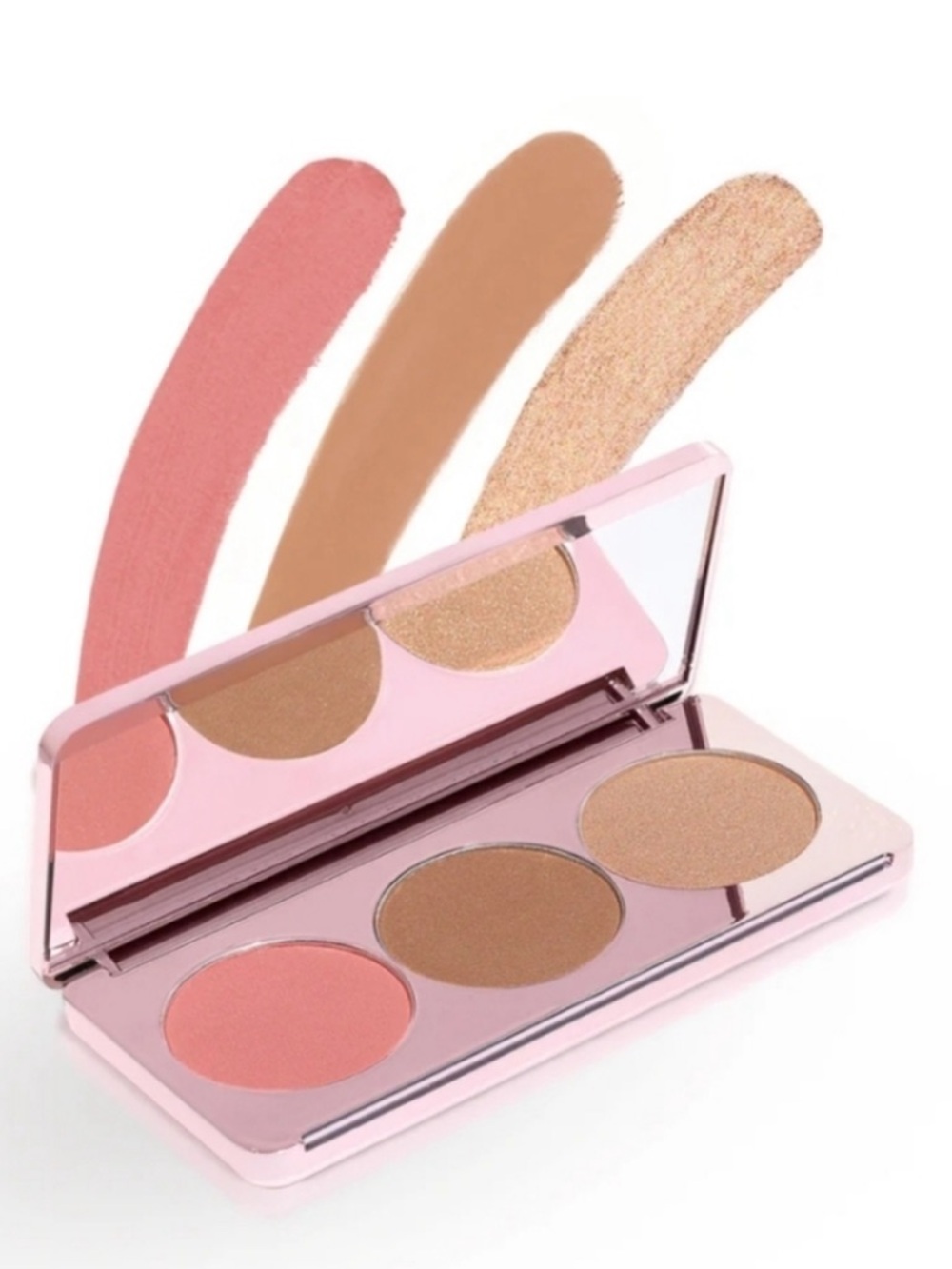 Luminous Trio Cheek Palette — Pink, Tan & Champagne Glow